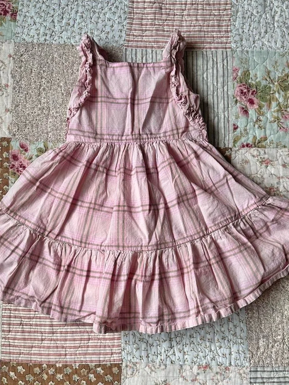 Oshkosh pink plaid toddler's ruffly dress